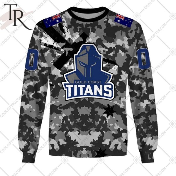 Personalized NRL Gold Coast Titans Special Camo Military Flag Hoodie