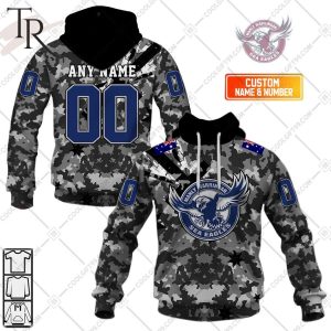 Personalized NRL Manly Warringah Sea Eagles Special Camo Military Flag Hoodie