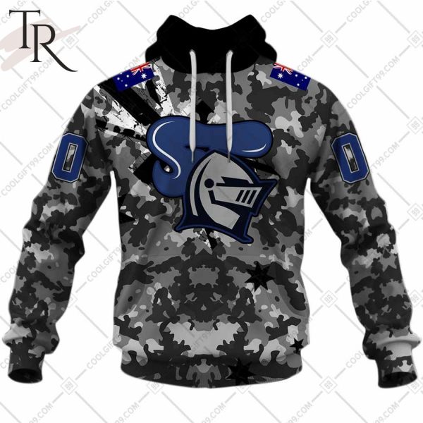 Personalized NRL Newcastle Knights Special Camo Military Flag Hoodie -  Torunstyle