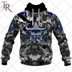 Personalized NRL North Queensland Cowboys Special Camo Military Flag Hoodie