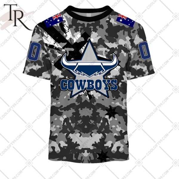 Personalized NRL North Queensland Cowboys Special Camo Military Flag Hoodie
