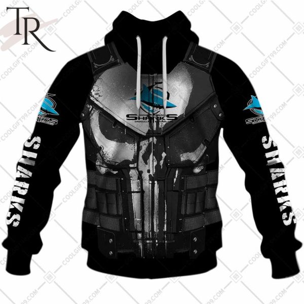 Personalized NRL Cronulla Sutherland Sharks Punisher Hoodie