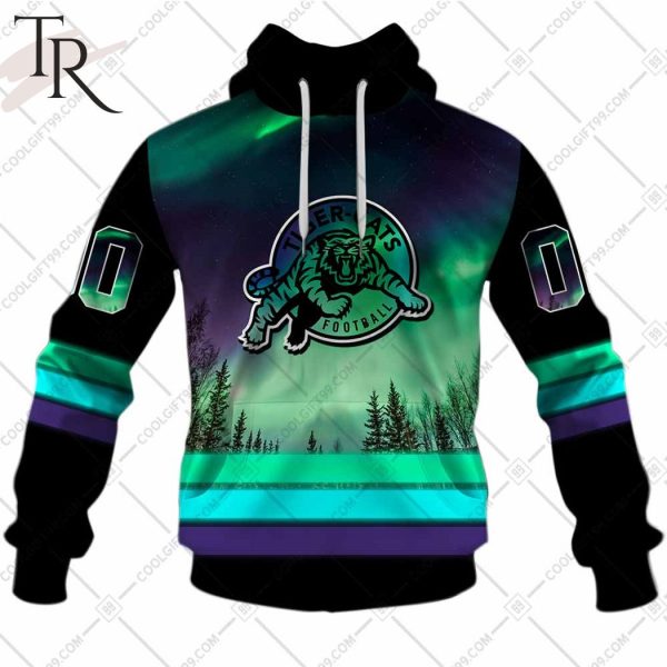 Personalized CFL Hamilton Tiger Cats Northern Lights Style Hoodie