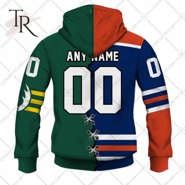 Personalized NHL Edmonton Oilers Mix CFL Edmonton Elks Jersey Style Hoodie