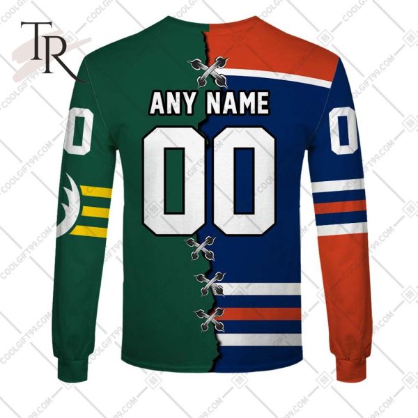 Personalized NHL Edmonton Oilers Mix CFL Edmonton Elks Jersey Style Hoodie