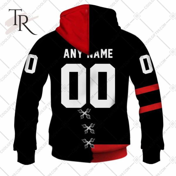 Personalized NHL Ottawa Senators Mix CFL Ottawa Redblacks Jersey Style Hoodie