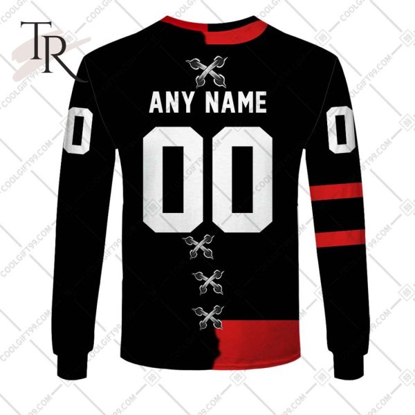 Personalized NHL Ottawa Senators Mix CFL Ottawa Redblacks Jersey Style Hoodie