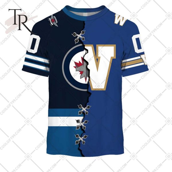 Personalized NHL Winnipeg Jets Mix CFL Winnipeg Blue Bombers Jersey Style Hoodie