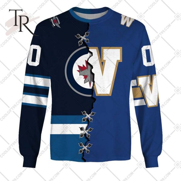 Personalized NHL Winnipeg Jets Mix CFL Winnipeg Blue Bombers Jersey Style Hoodie