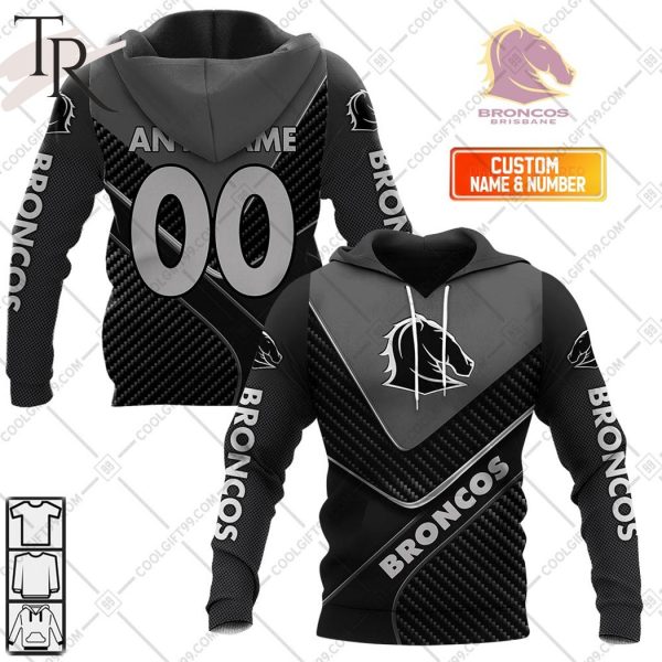 Personalized NRL Brisbane Broncos Carbon Hoodie