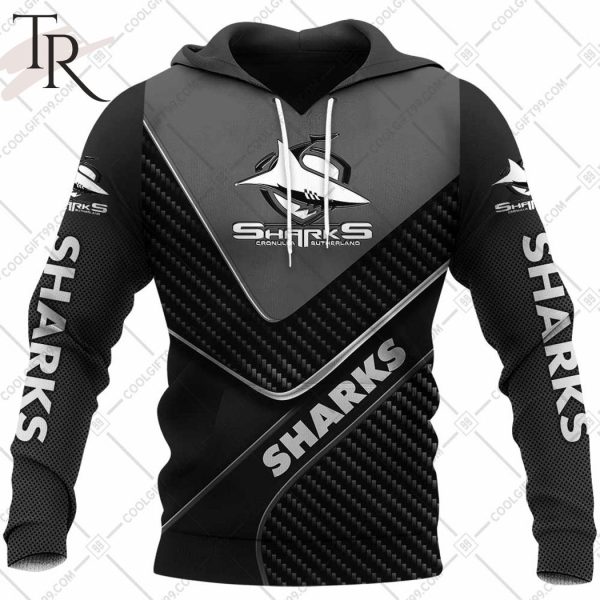 Personalized NRL Cronulla Sutherland Sharks Carbon Hoodie