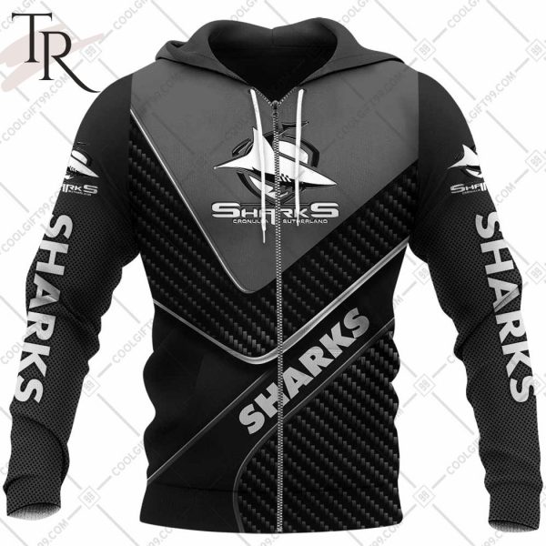 Personalized NRL Cronulla Sutherland Sharks Carbon Hoodie