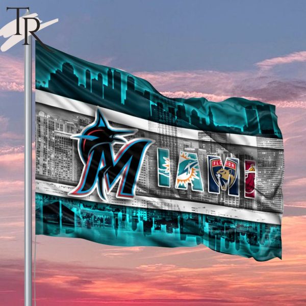 Miami With Teams From Major League Sports Flag