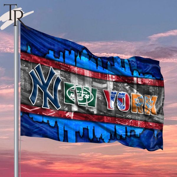 New York 1 With Teams From Major League Sports Flag