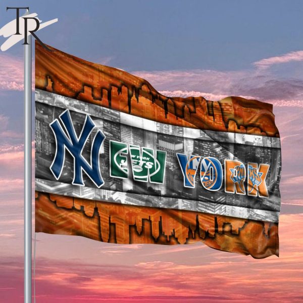 New York 2 With Teams From Major League Sports Flag