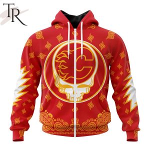 NHL Calgary Flames Special Grateful Dead Design Hoodie