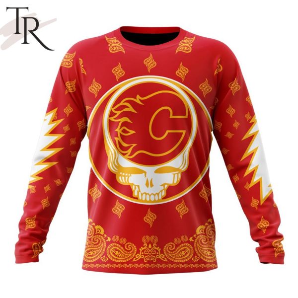 NHL Calgary Flames Special Grateful Dead Design Hoodie