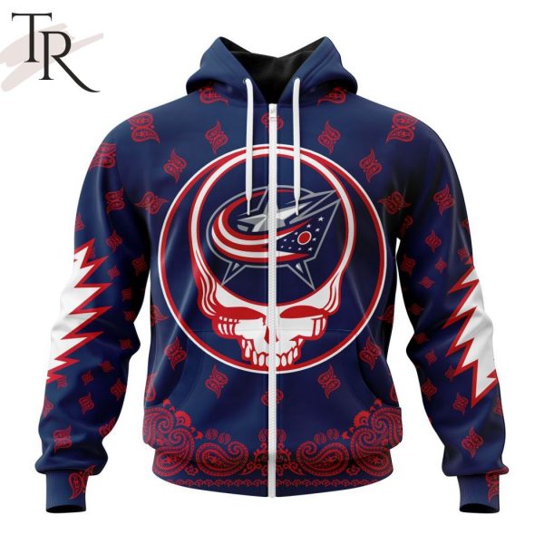 NHL Columbus Blue Jackets Special Grateful Dead Design Hoodie