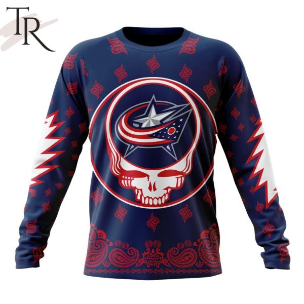 NHL Columbus Blue Jackets Special Grateful Dead Design Hoodie