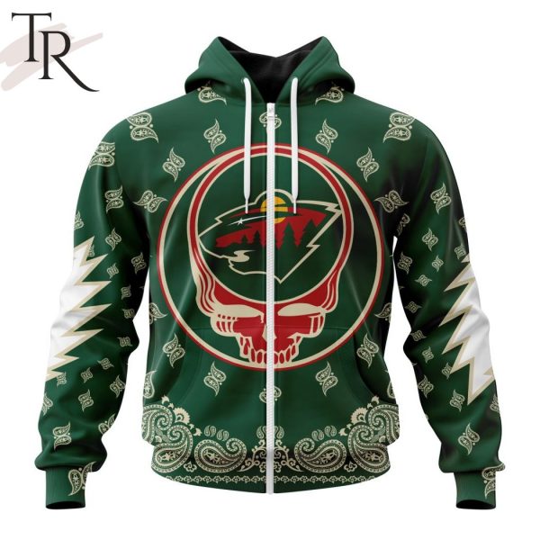 NHL Minnesota Wild Special Grateful Dead Design Hoodie