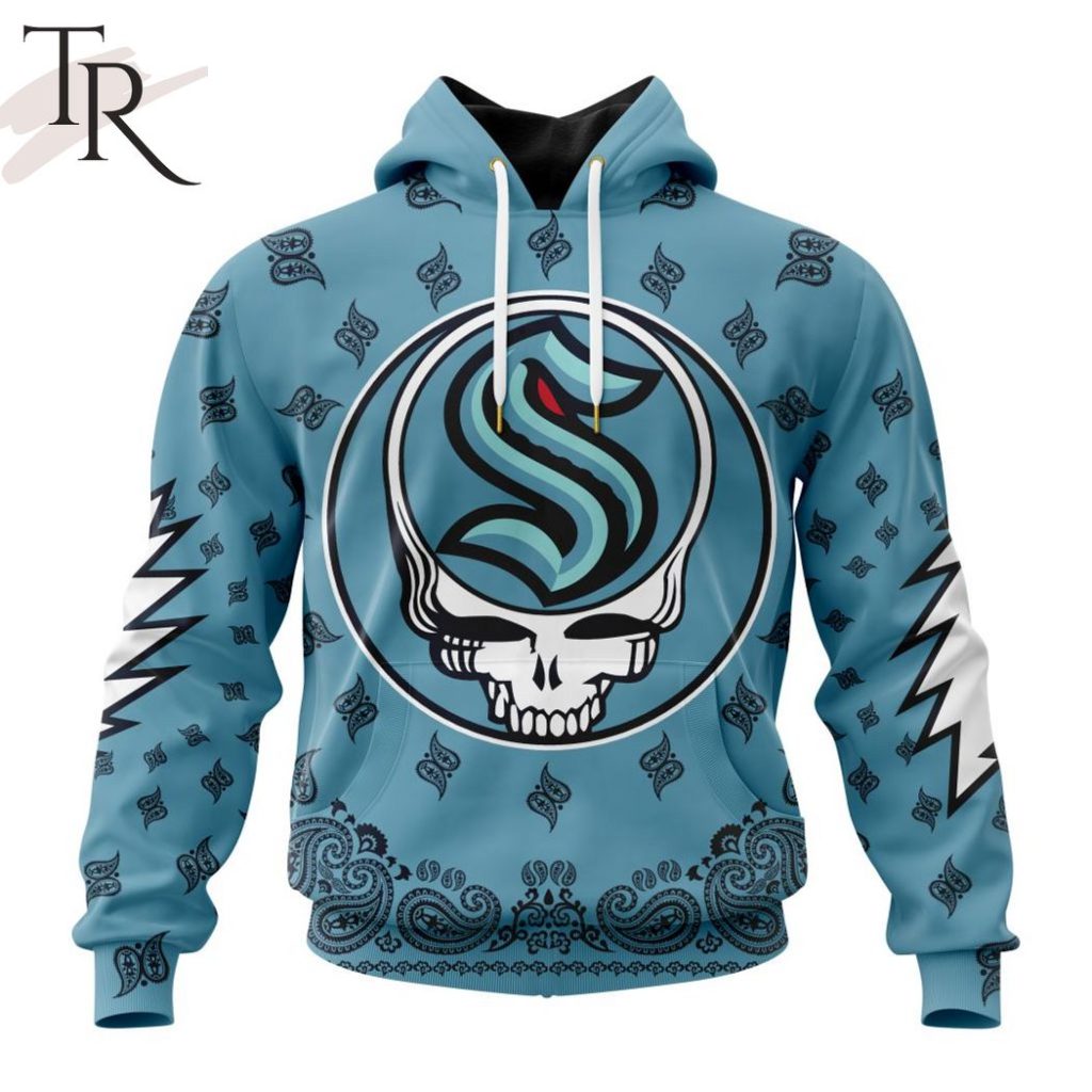 Seattle Kraken Distressed Imprint Headline Hoodie - NHL Hockey Sweatshirt, 60% Cotton 40% Polyester