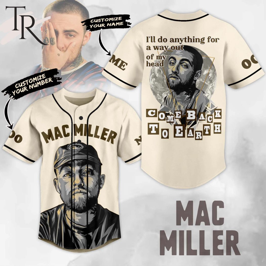Custom Your Name And Number Mac Miller Come Back To Earth Baseball Jersey -  Torunstyle