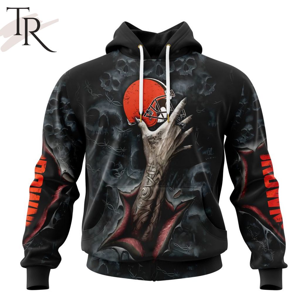Vintage Browns Hoodie 3D Skull Unique Cleveland Browns Gifts