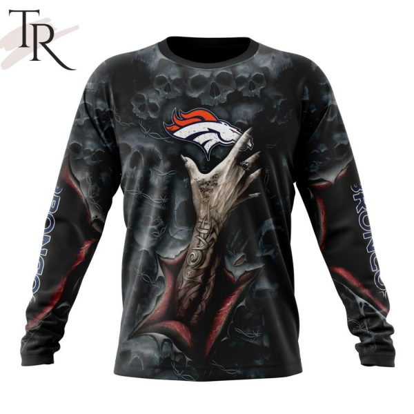 NEW] NFL Denver Broncos Special Horror Skull Art Design Hoodie