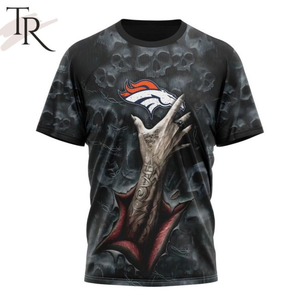 NEW] NFL Denver Broncos Special Horror Skull Art Design Hoodie