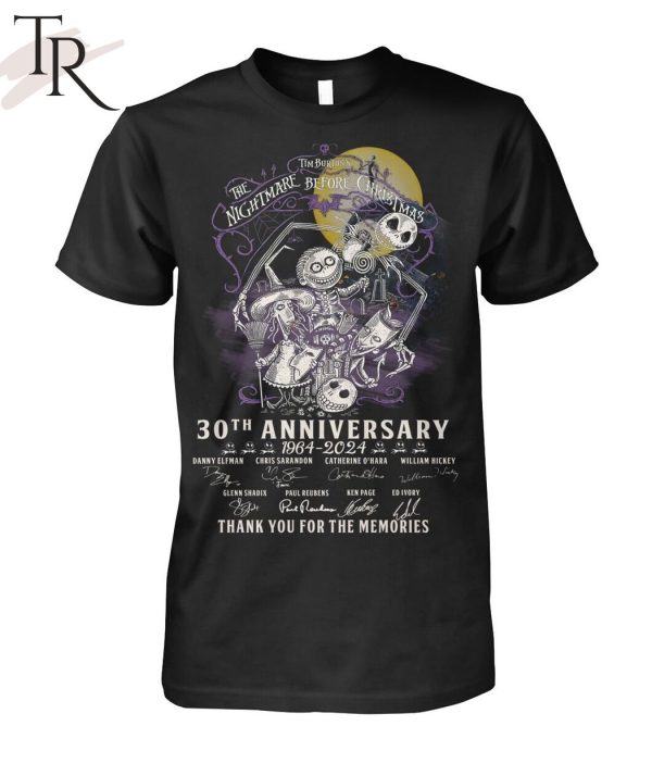 Tim Burton’s The Nightmare Before Christmas 30th Anniversary 1994 – 2024 Thank You For The Memories Unisex T-Shirt