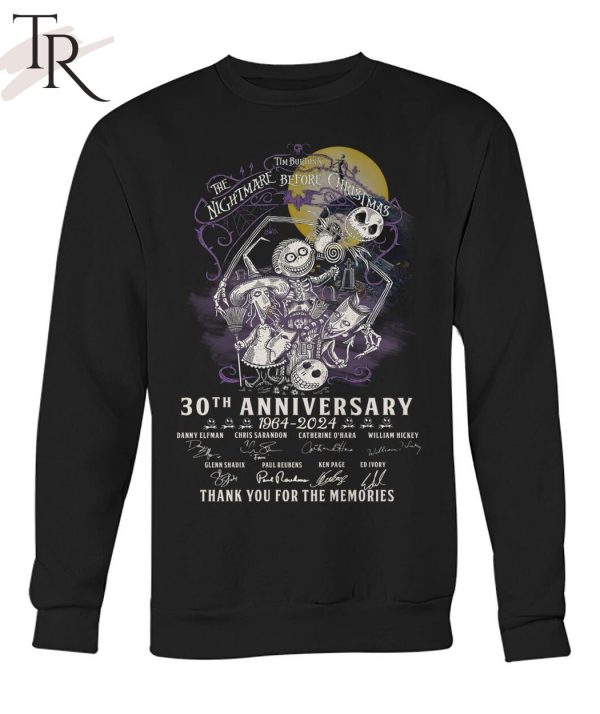 Tim Burton’s The Nightmare Before Christmas 30th Anniversary 1994 – 2024 Thank You For The Memories Unisex T-Shirt