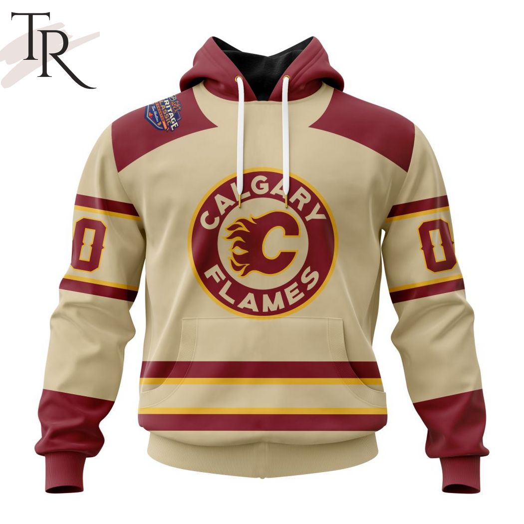 Custom Calgary Flames Unisex Retro Concepts Sweatshirt NHL Hoodie
