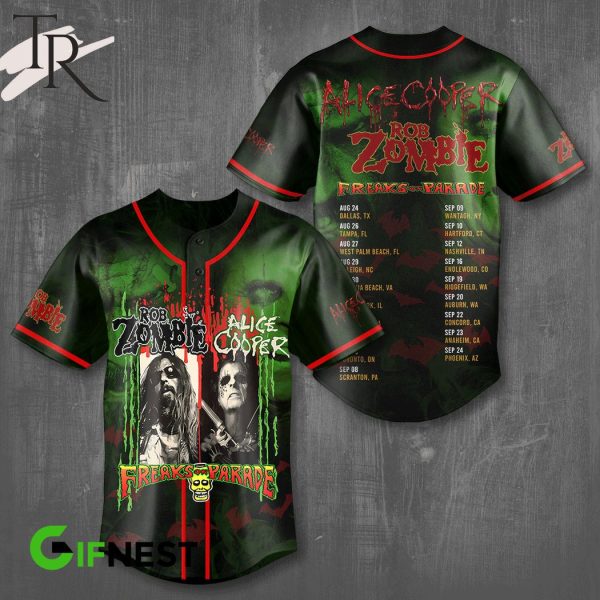 Rob Zombie and Alice Cooper Freaks on Parade 2023 Tour Baseball Jersey