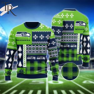 Blue Green Pattern Seattle Seahawks Christmas Gift Ugly Sweater
