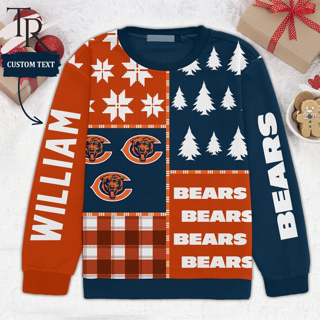 Blue Orange Pattern Chicago Bears Christmas Gift Custom Ugly Sweater -  Torunstyle