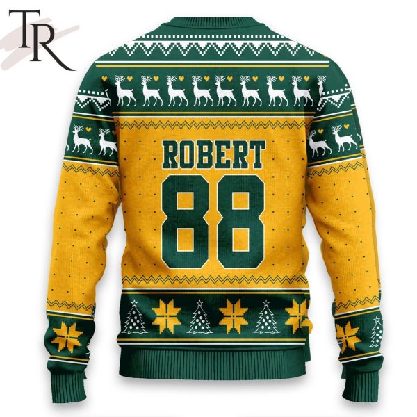 Green Yellow Green Bay Packers Christmas Gift Custom Number And Name Ugly Sweater