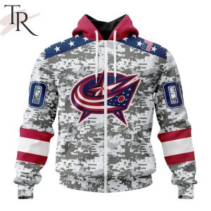 NHL Columbus Blue Jackets Special Camo Design For Veterans Day Hoodie