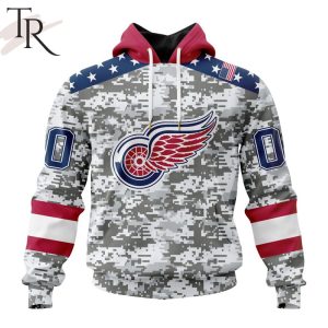 NHL Detroit Red Wings Special Camo Design For Veterans Day Hoodie