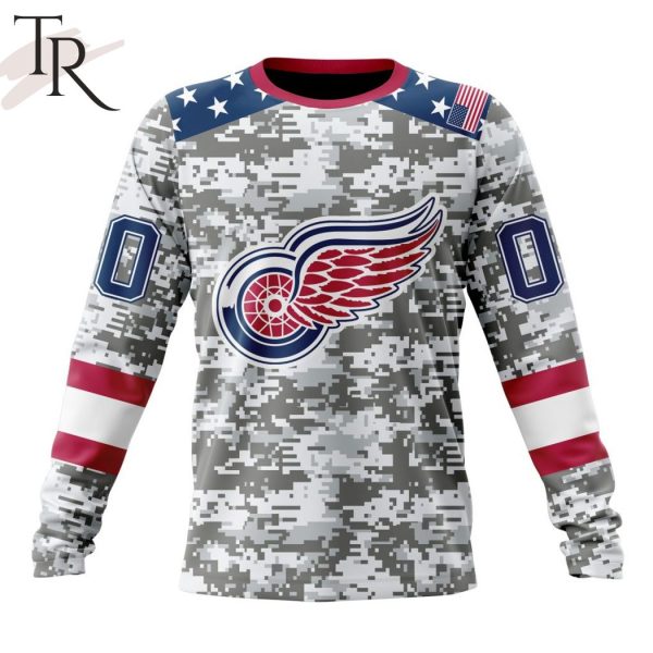 NHL Detroit Red Wings Special Camo Design For Veterans Day Hoodie