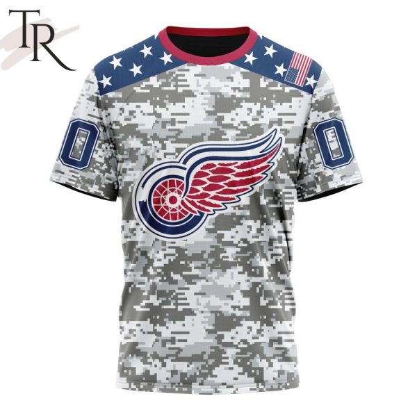 NHL Detroit Red Wings Special Camo Design For Veterans Day Hoodie