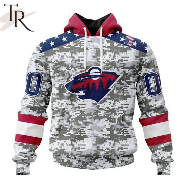 NHL Minnesota Wild Special Camo Design For Veterans Day Hoodie