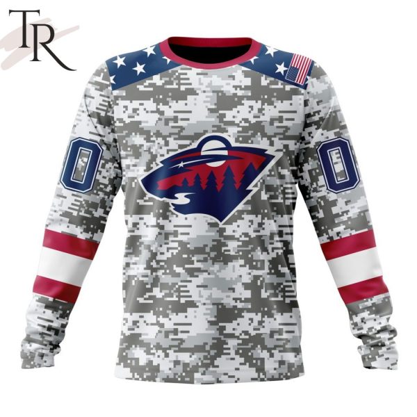 NHL Minnesota Wild Special Camo Design For Veterans Day Hoodie