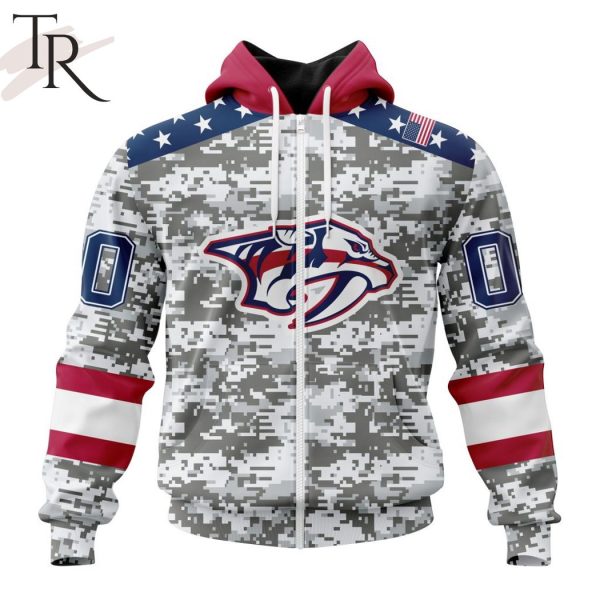 NHL Nashville Predators Special Camo Design For Veterans Day Hoodie