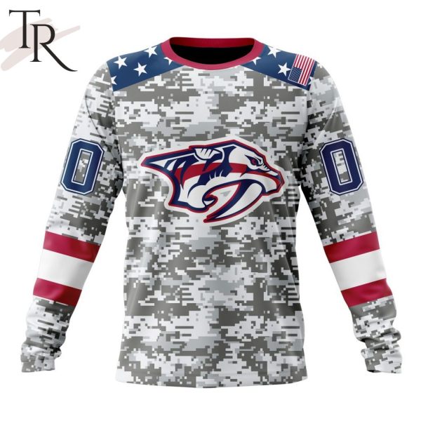 NHL Nashville Predators Special Camo Design For Veterans Day Hoodie