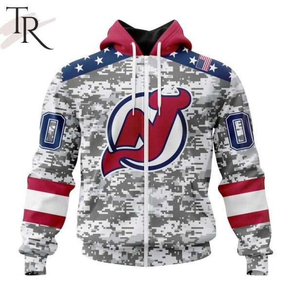 NHL New Jersey Devils Special Camo Design For Veterans Day Hoodie