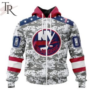 NHL New York Islanders Special Camo Design For Veterans Day Hoodie
