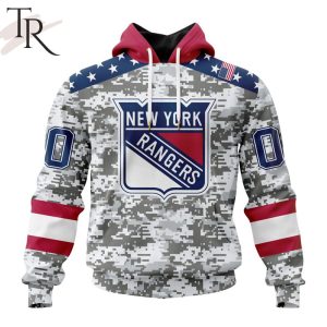NHL New York Rangers Special Camo Design For Veterans Day Hoodie