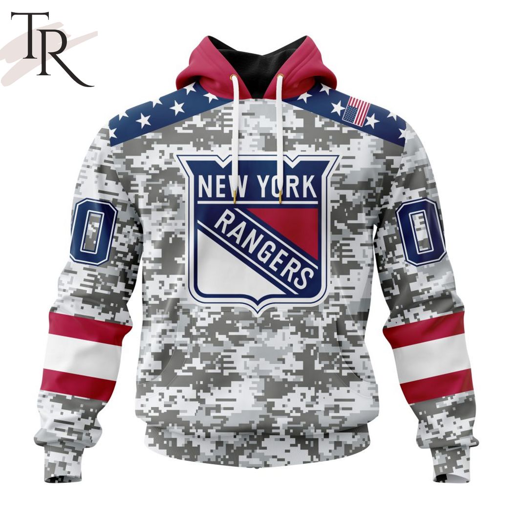 Personalized NHL New York Rangers All Over Print 3D Hoodie Military Camo  Kits For Veterans Day
