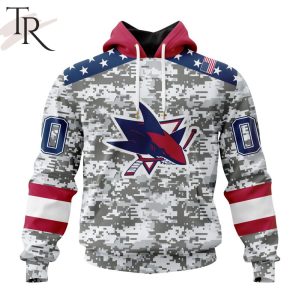 NHL San Jose Sharks Special Camo Design For Veterans Day Hoodie