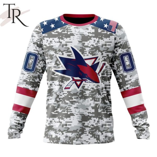 NHL San Jose Sharks Special Camo Design For Veterans Day Hoodie